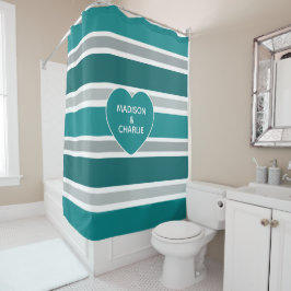 Streifen & Herz individuelle Name(e) Duschvorhang