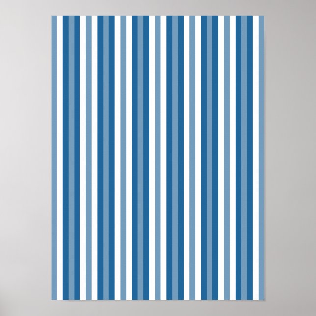 Streifen Hintergrund blau und weiß Poster (Vorne)