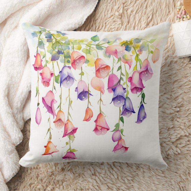 STREIFEN HÜBSCHER WASSERFARBENER BLUME KISSEN (Decke)