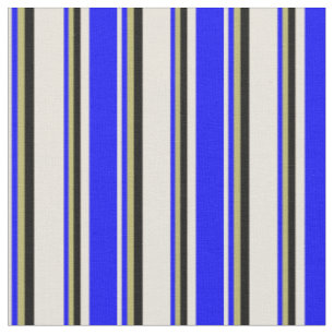 Streifen in Beige, Blau, Dunkel Khaki und Schwarz Stoff