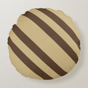 Streifen in Beige und Braun Rundes Kissen