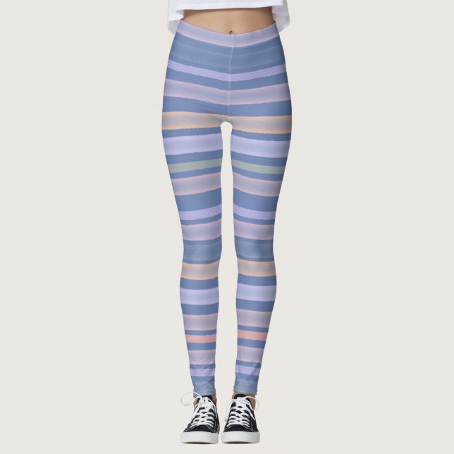 Streifen in Blautönen Leggings (Vorderseite)