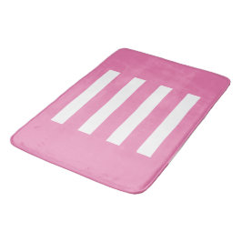 Streifen in der Mitte. Rosa und weiß. Badematte