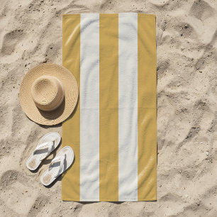 Streifen In Der Sonne Gelber Senf Strandtuch