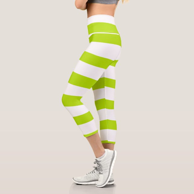 Streifen in Farbe grün und weiß Capri Leggings (Links)