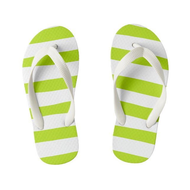 Streifen in Farbe grün und weiß Kinderbadesandalen (Fußbett)
