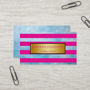 Streifen in Gold, rosa und weiß Visitenkarte