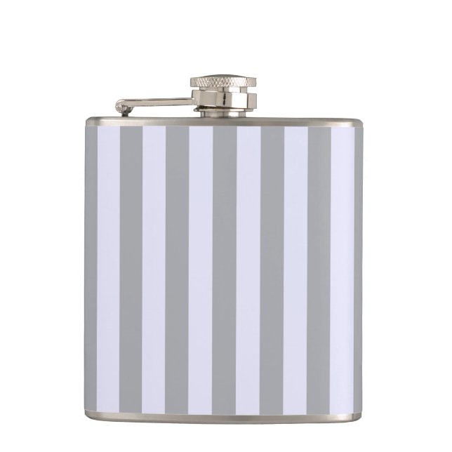Streifen in Grau und Lavendel Flachmann (Vorderseite)
