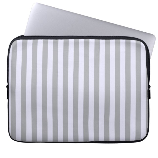Streifen in Grau und Lavendel Laptopschutzhülle (Vorderseite)