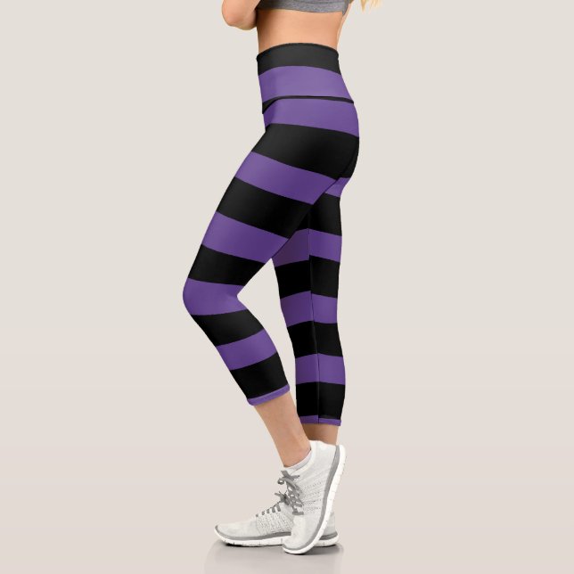 Streifen in Lila und schwarz Capri Leggings (Links)