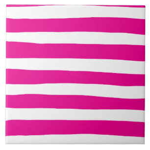 Streifen in Magenta und Weiß Fliese