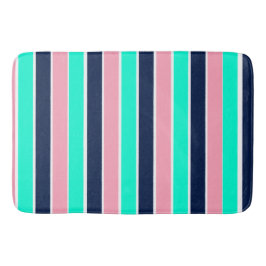 Streifen in Minzgrün, Rosa und Navy Blue Badematte