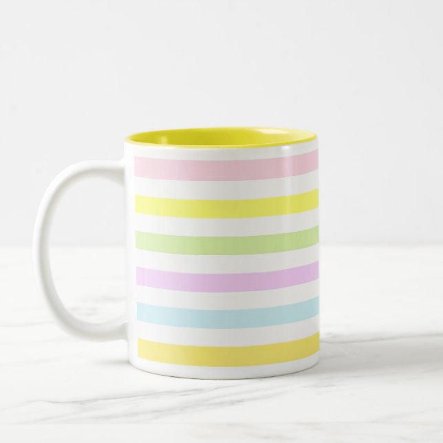Streifen in Pastellfarben Zweifarbige Tasse (Links)