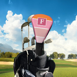 Streifen in rosa, weiß und orange mit Monogramm Golf Headcover