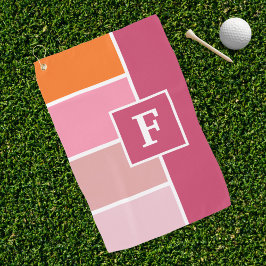 Streifen in rosa, weiß und orange mit Monogramm Golfhandtuch