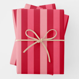 Streifen in Rot und Rosa Geschenkpapier Set