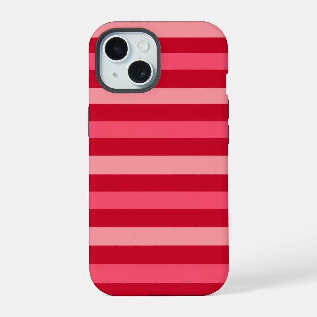Streifen in Rot und Rosa iPhone 15 Hülle (Rückseite)