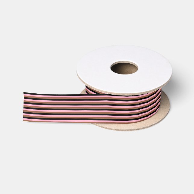 Streifen in Schwarz, Rosa und Braun Satinband (Spule)