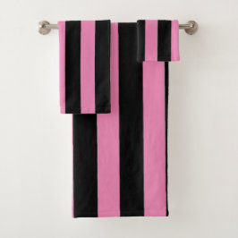 Streifen in Schwarz und Rosa Badhandtuch Set