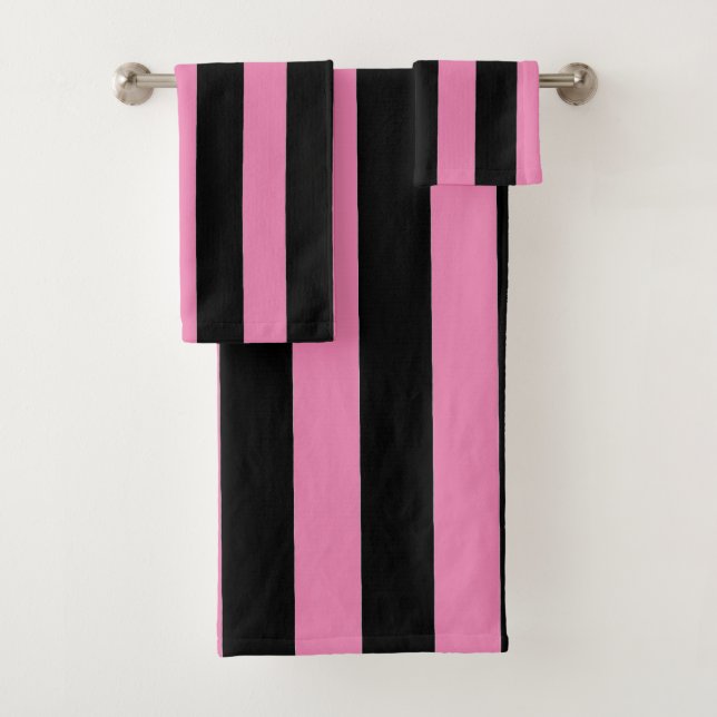 Streifen in Schwarz und Rosa Badhandtuch Set (Insitu)