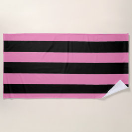Streifen in Schwarz und Rosa Strandtuch