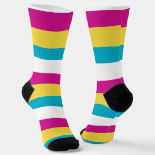 Streifen in ungefärbten Streifen - Türkis, Gelb, R Socken
