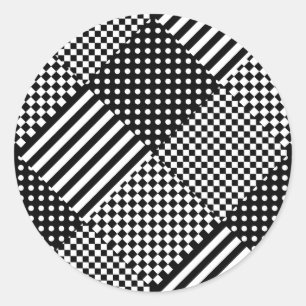 Streifen Karo Harlequin Polka Dots Mixed Design Runder Aufkleber
