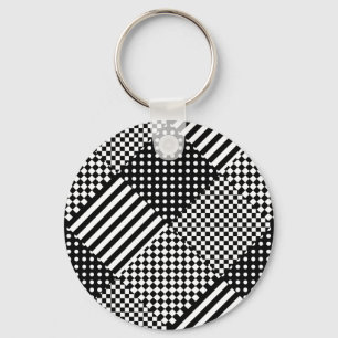 Streifen Karo Harlequin Polka Dots Mixed Design Schlüsselanhänger