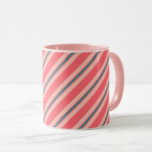 Streifen, Korallenrosa und Türkis Tasse