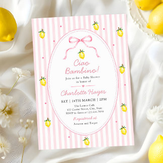 Streifen Lemon Ciao Bambino  Baby Shower Einladung