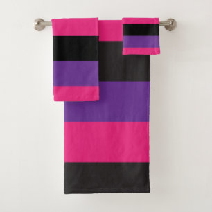 Streifen Lila Pink Black Girl Badhandtuch Set