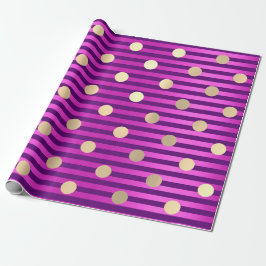 Streifen Linie Fuchsia Pink Lila Polka Dots Gold Geschenkpapier
