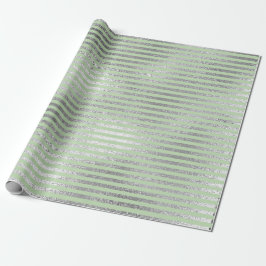 Streifen Linien Minze grüne Pastellfarben Silber V Geschenkpapier