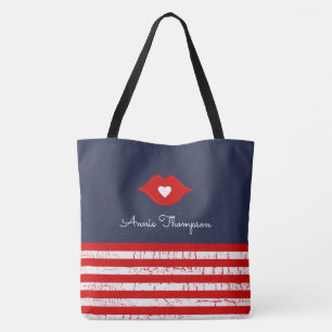 Streifen, Lippen & Liebe - stilvolle Tottasche Tasche