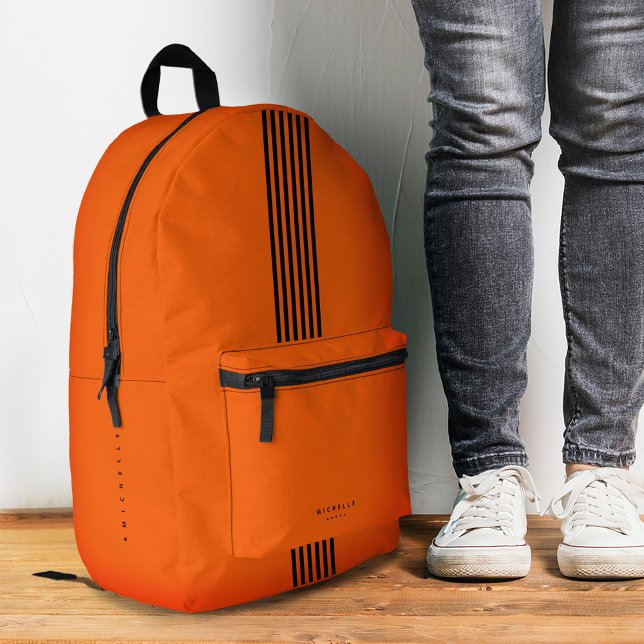 Streifen Minimal Sporty Stilvoll Orange Bedruckter Rucksack (Stripes Minimal Sporty Stylish Orange Printed Backpack
)