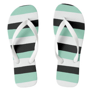 Streifen - Minze grün, weiß und schwarz Flip Flops