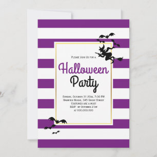 Streifen mit Halloween-Party lila Einladung