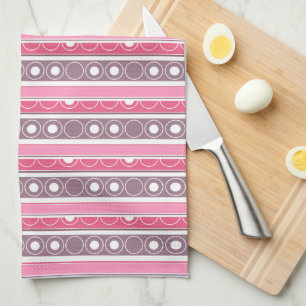 Streifen mit Kreise und Ringen im Retrostil Geschirrtuch