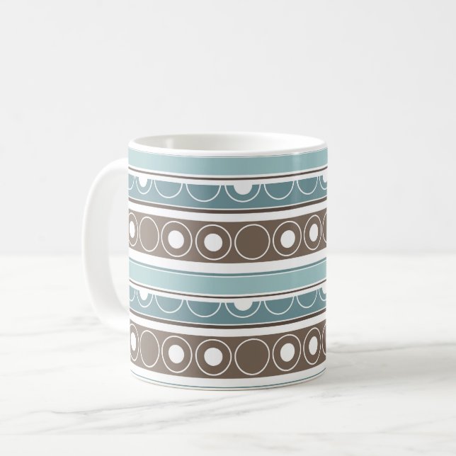 Streifen mit Kreise und Ringen im Retrostil Kaffeetasse (Vorderseite Links)