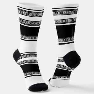 Streifen mit schwarz-weißem Spitzen und horizontal Socken