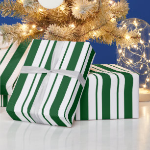 Streifen mit weißer und grüner Candy Cane Geschenkpapier