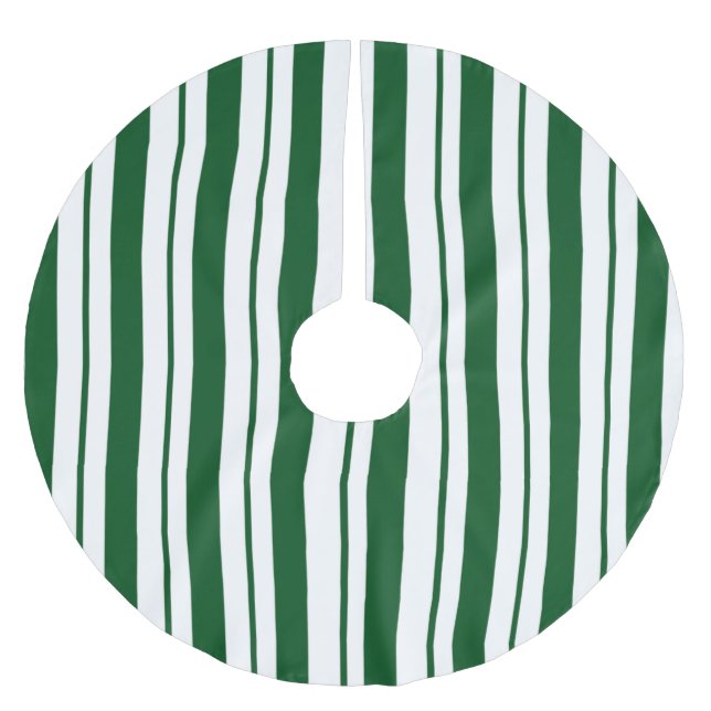 Streifen mit weißer und grüner Candy Cane Polyester Weihnachtsbaumdecke (Vorderseite)
