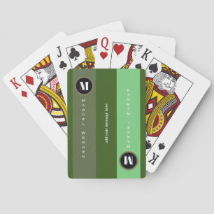 Streifen Modernes Grün Mit Monogramm Spielkarten
