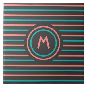 Streifen Muster benutzerdefinierte Monogramm-Flies Fliese