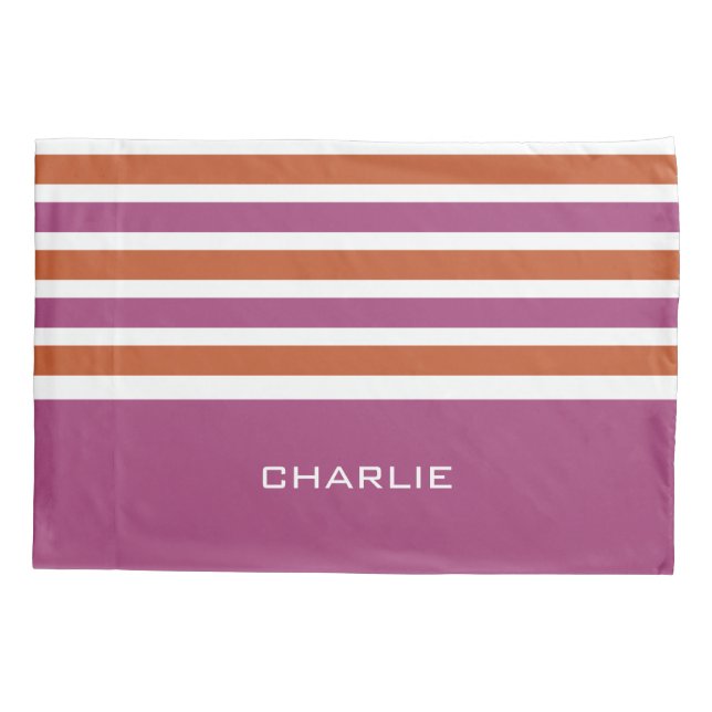 Streifen Muster benutzerdefinierte Monogramm-Pillo Kissenbezug (Rückseite)