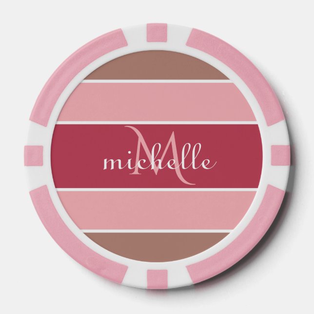 Streifen Muster benutzerdefinierte Monogramm-Poker Pokerchips (Vorderseite)