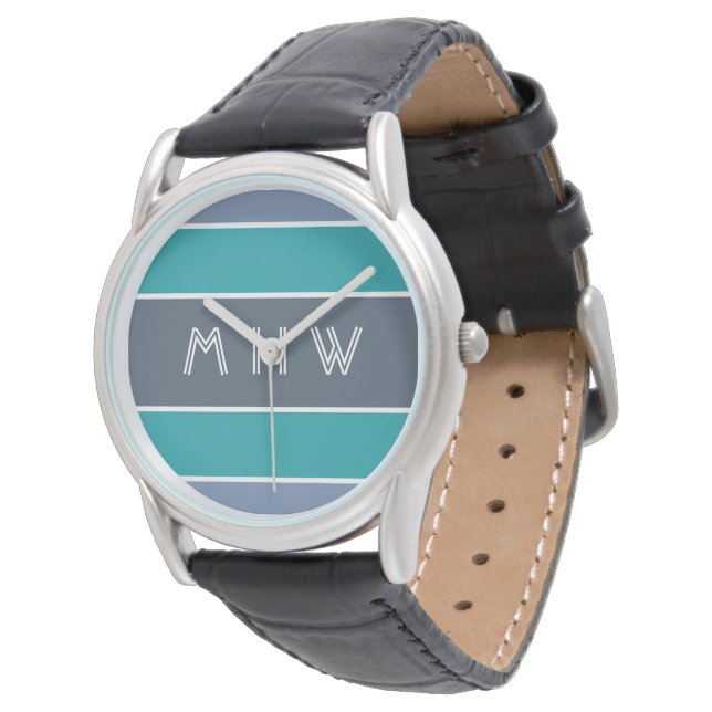 Streifen Muster benutzerdefinierte Monogramm-Uhren Armbanduhr (Schrägansicht)