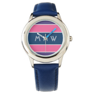 Streifen Muster benutzerdefinierte Monogramm-Uhren Armbanduhr