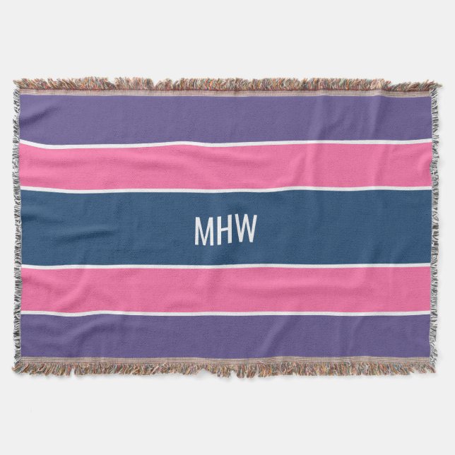 Streifen Muster benutzerdefinierte Monogramm-Werft Decke (Vorderseite)