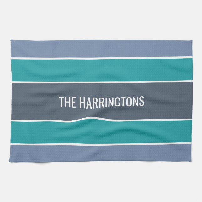 Streifen Muster individuelle Name Handtuch (Horizontal)
